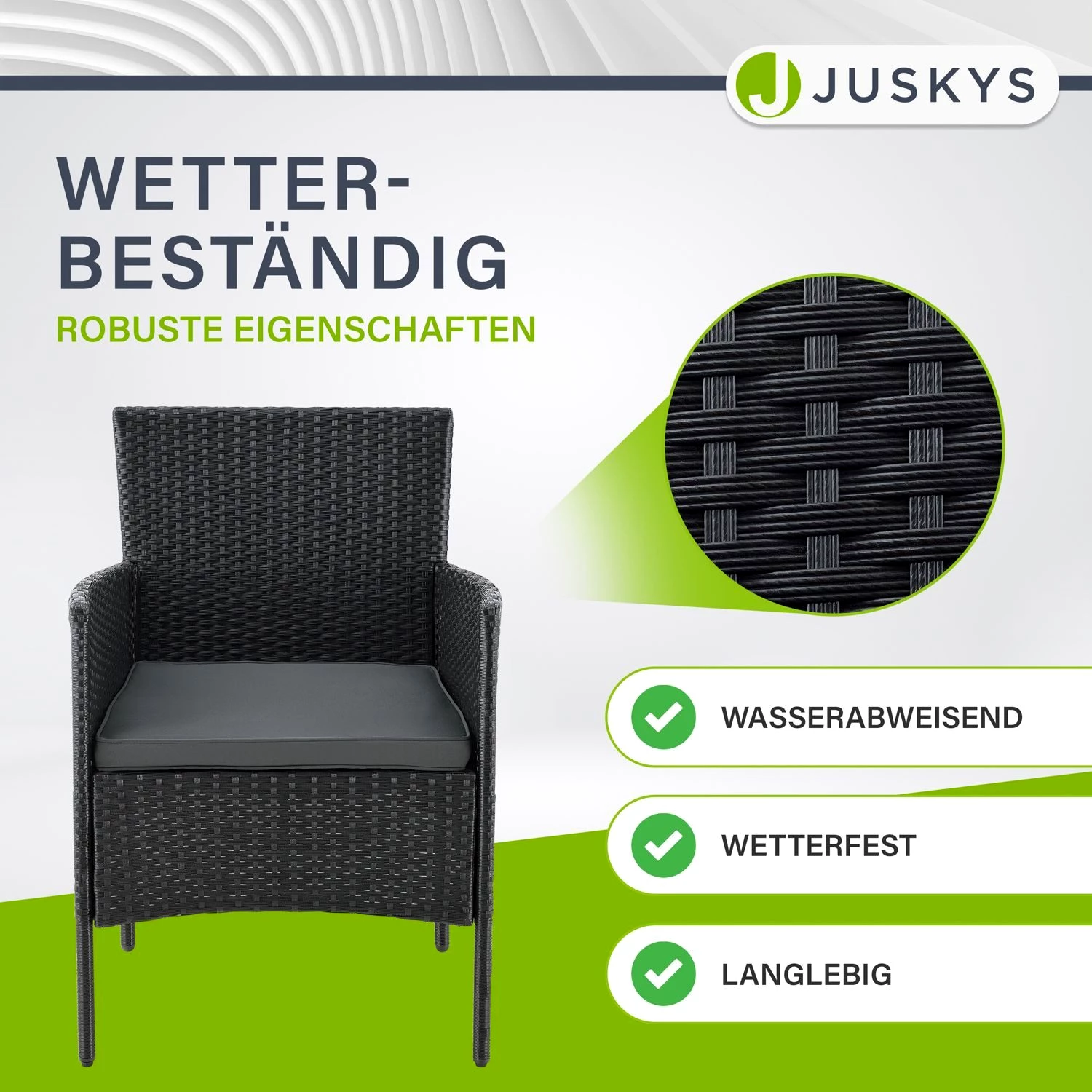 Juskys Gartenlounge-Set Fort Myers, wetterfeste Polyrattan Sitzgruppe für 4 Personen